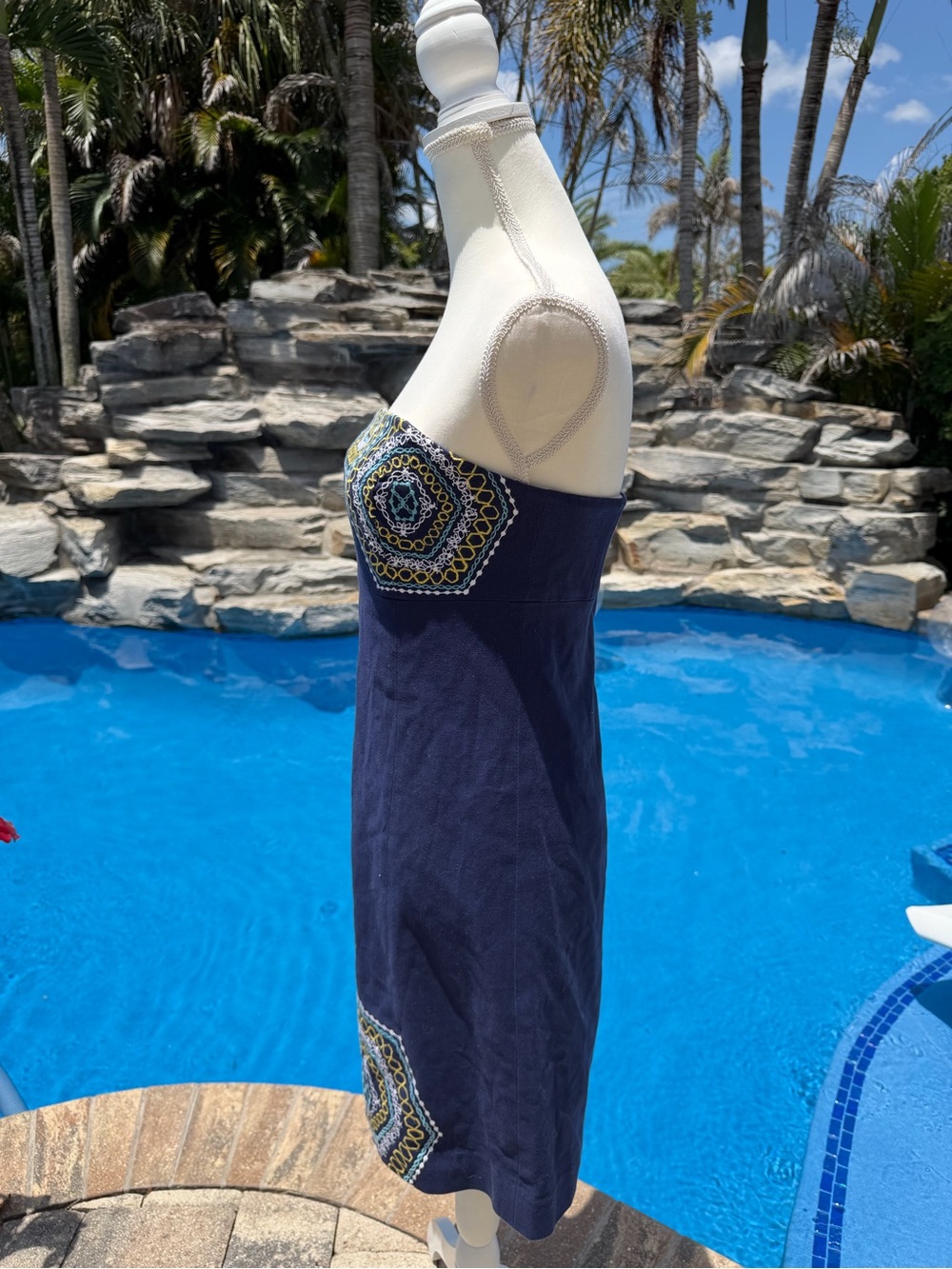 Lilly Pulitzer Strapless Navy Embroidered Dress - Picture 2 of 4